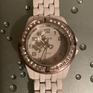 Girls Collezio Sophie Floating Rhinestones in Dial White Metal Bracelet Watch